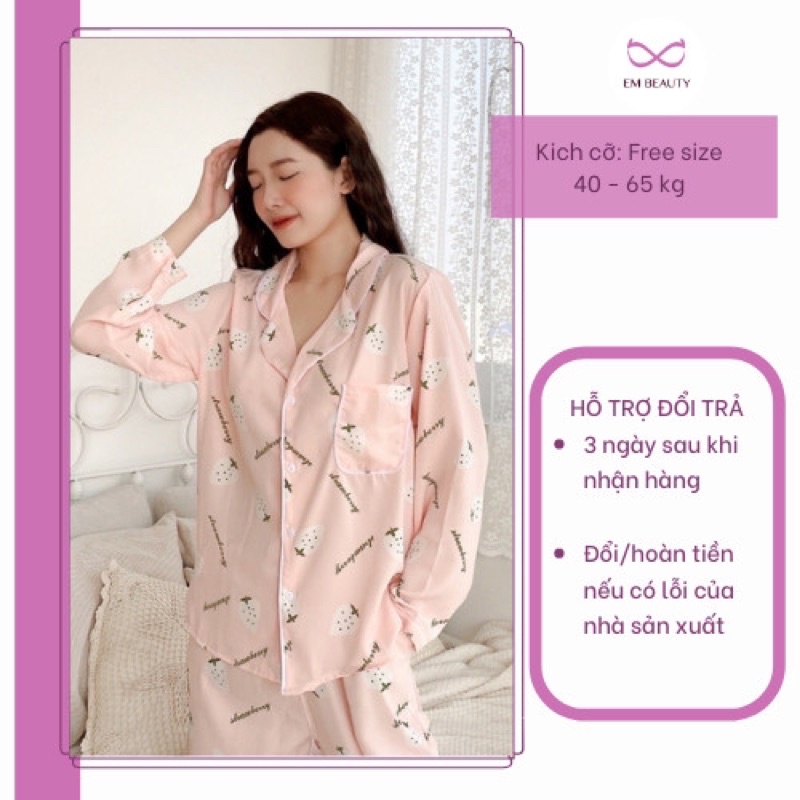 Bộ đồ ngủ nữ pyjama o.n dài tay lụa Mango Latin tiểu thư dài tay mùa đông mặc nhà, freesize 45-60kg phù hợp mẹ sau sinh