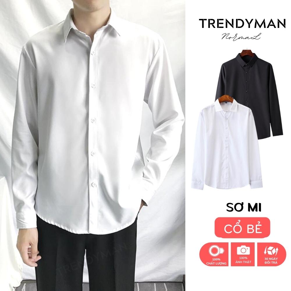 Áo sơ mi Trắng nam học sinh Trendyman siêu đep mềm mịn thoáng mát lên dáng đẹp