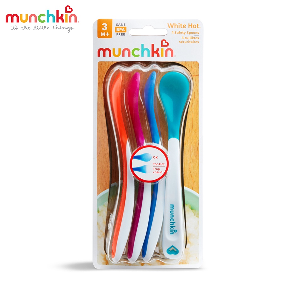Thìa báo nóng munchkin Mỹ thìa mềm silicone cảm biến nhiệt thông minh bộ 4 chiếc MK02 Homedy Kids