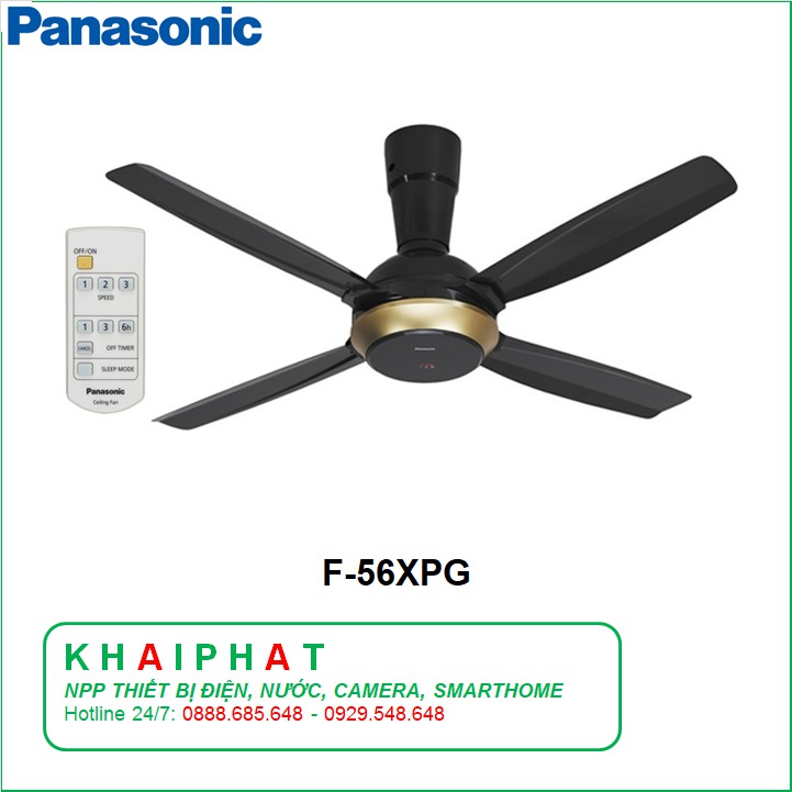 PANASONIC QUẠT TRẦN  4 CÁNH F-56XPG (màu đen), F-56XPG-W (màu trắng) ĐƯỜNG KÍNH 140cm - KHẢI PHÁT ELECTRIC