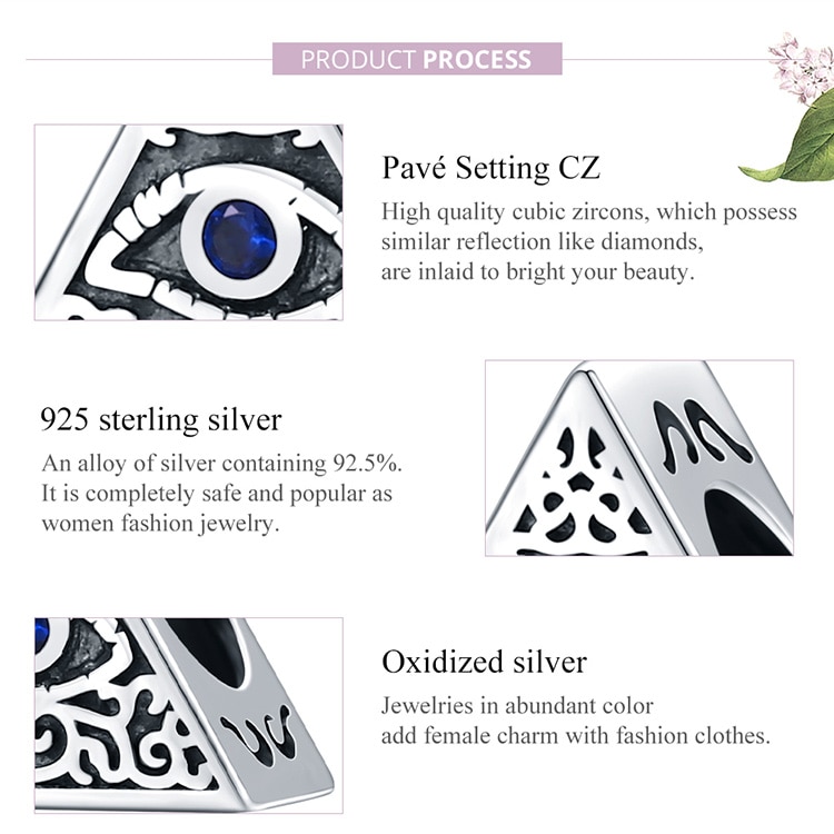 Hạt Trang Sức Bamoer SCC1567 Hình Mắt Bằng Bạc Sterling 925 Tráng Men 3mm Cho Làm Vòng Tay