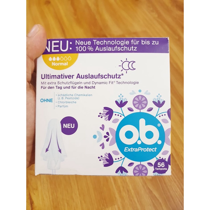 Băng vệ sinh Tampon Ob Extra Protect tag+Nacht Normal 56c 3 giọt - Đức
