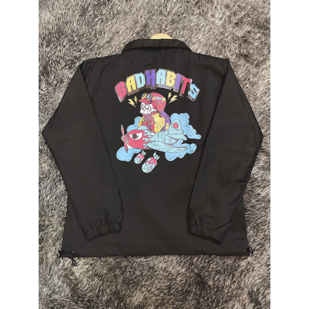 ÁO KHOÁC KAKI NÚT BẤM/ ÁO JACKET ĐEN IN HÌNH RABBIT NÉM BOM,FREESHIP, HÀNG VNXK 2 LỚP CHÓNG NẮNG,1993CLOTHINGG