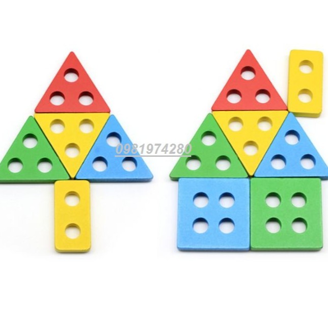 Đồ chơi gỗ thả cọc hình khối vuông Montessori