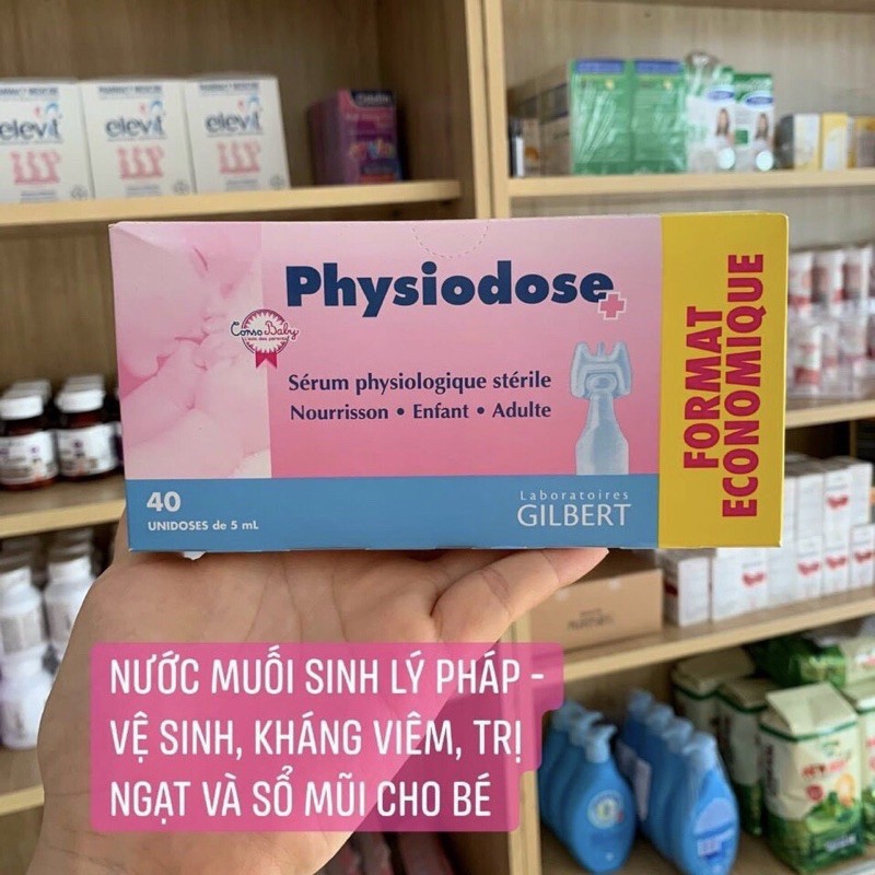 Nước muối sinh lý physiodose Pháp,muối hồng Date mới (lẻ 5 tép)