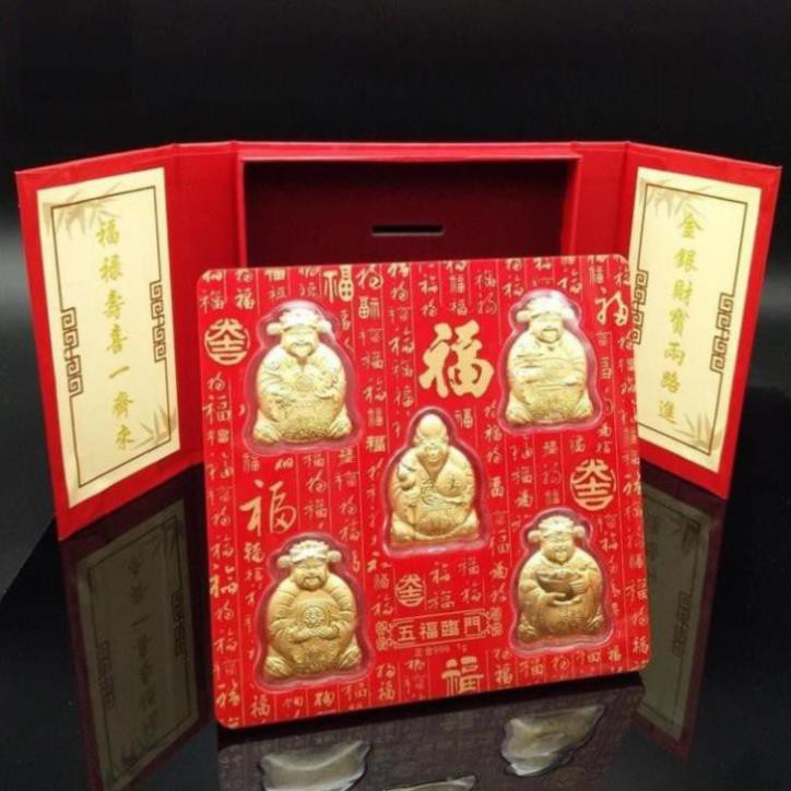 Bộ NGŨ PHÚC Mạ Vàng - PHÚC - LỘC - THỌ - TÀI - HỶ