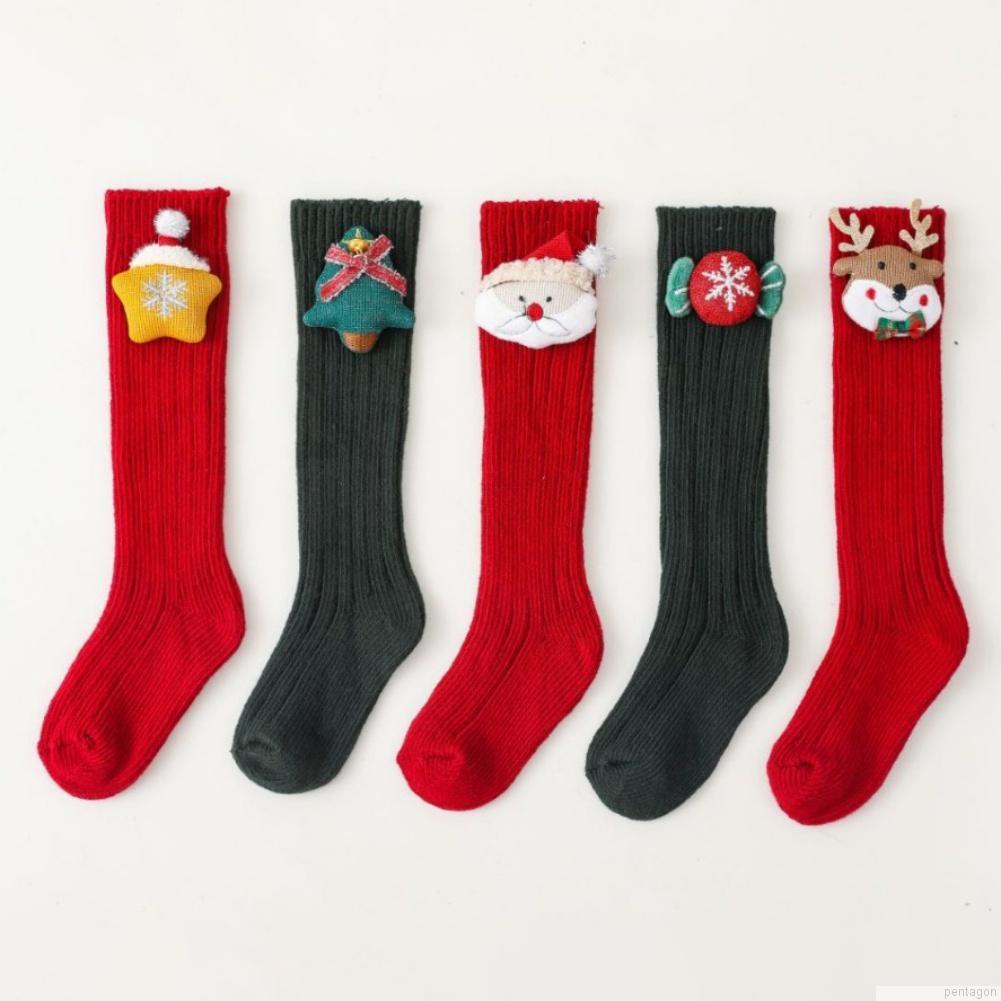 Vớ cotton cổ cao họa tiết giáng sinh cho bé 0-4 tuổi chủ đề hoạt hình