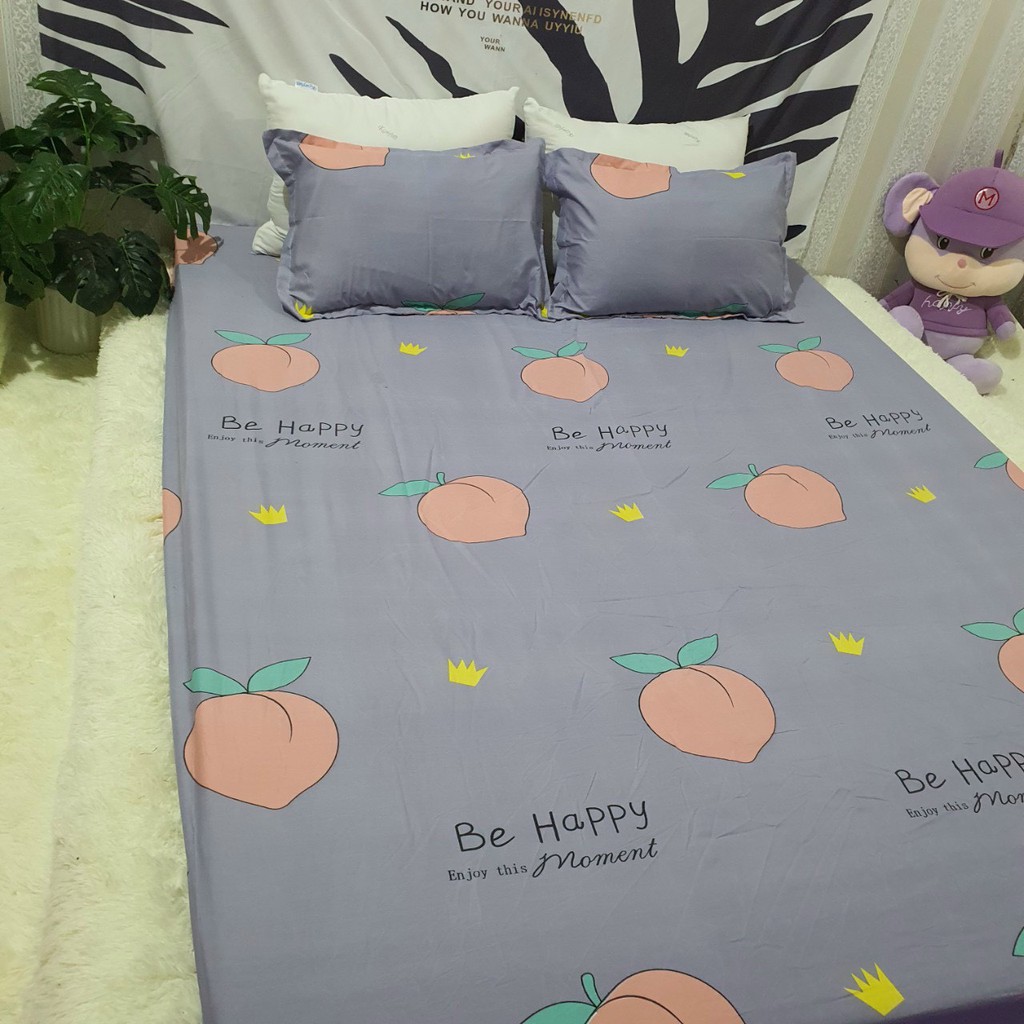 Trọn Bộ 4 Món Chăn Hè Kèm Ga Gối Cotton Poly Thoáng Mát Đủ Kích Thước Mẫu ĐÀO TÍM