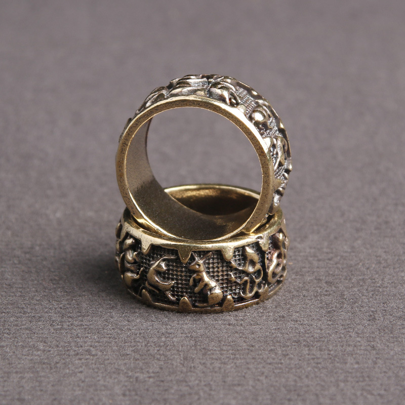 Nhẫn đeo họa tiết cung hoàng đạo bằng đồng nguyên chất thời trang