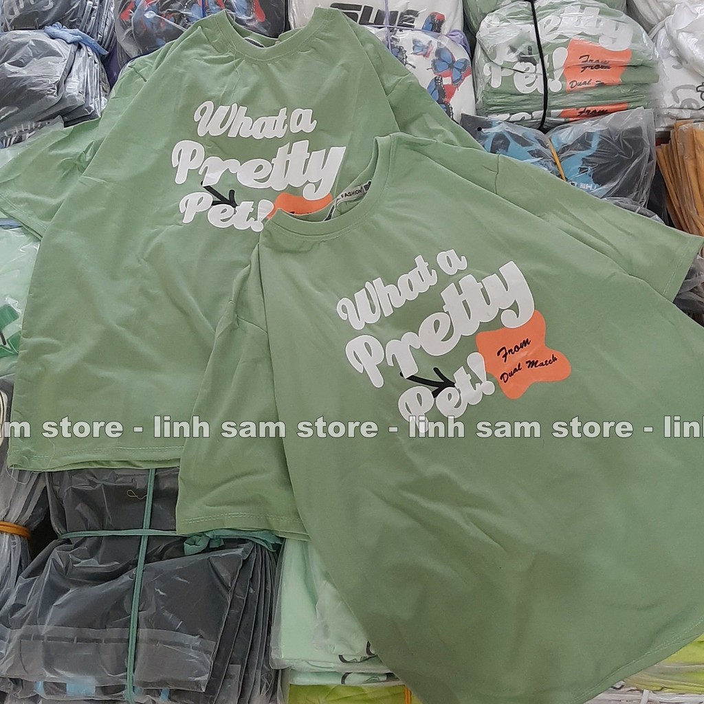 Áo thun nữ tay lỡ SAM CLO freesize phông form rộng Unisex, mặc cặp, nhóm, lớp dual match chữ WHAT A PRETTY PET | BigBuy360 - bigbuy360.vn