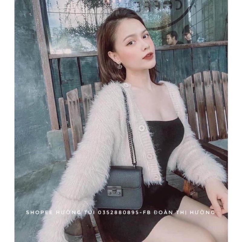 Túi Chữ C full đen size 18 hàng đẹp bỏ vừa điện thoại