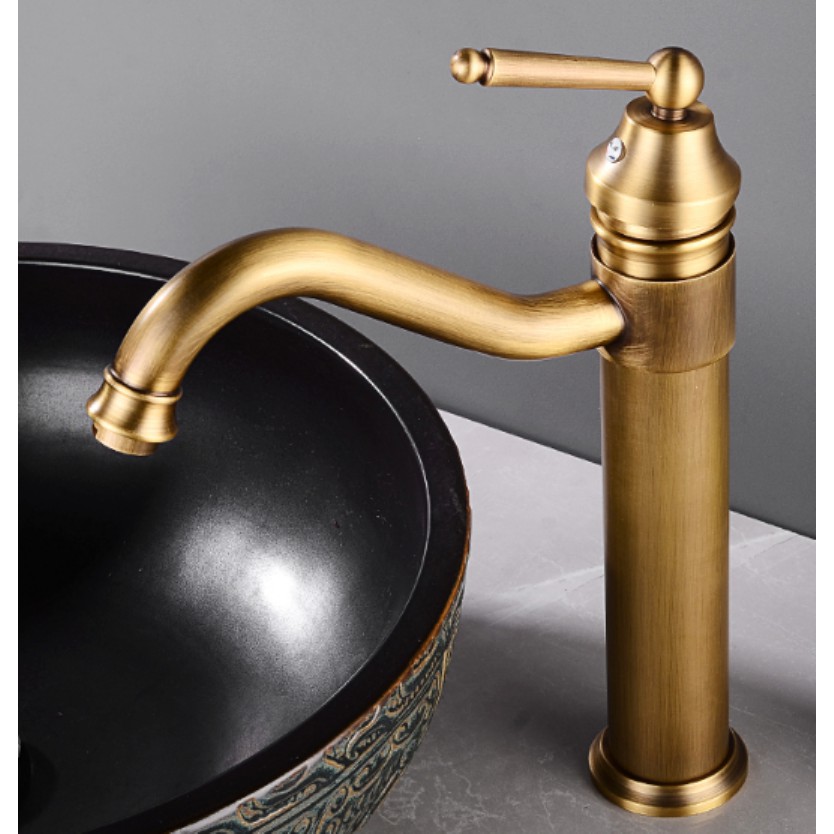 Vòi lavabo nóng lạnh cao giả cổ dùng cho lavabo đặt bàn MS6