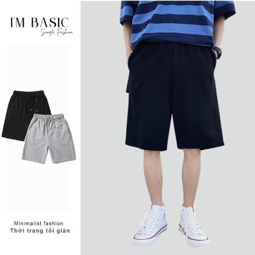 Quần Đùi Nỉ Da Cá Quần Short Thun Đen Nam Unisex Chất Vải Mềm Không Nhăn I'm Basic QSN01
