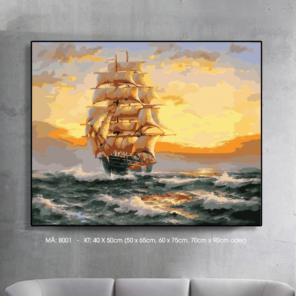 Tranh tô màu theo số phong cảnh đẹp 20 mẫu - Kích thước 40x50 đã căng khung | BigBuy360 - bigbuy360.vn