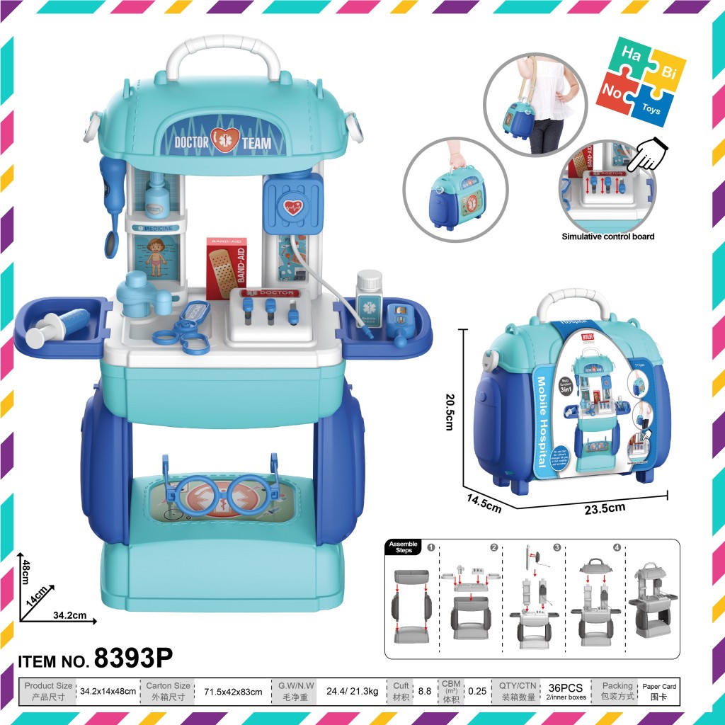 Đồ Chơi Nhà Bếp Nhập Vai Bowa 8393P - Cặp Bác Sĩ 23 Chi Tiết, Không Dùng Pin 8393P Cho Trẻ Habino Toys