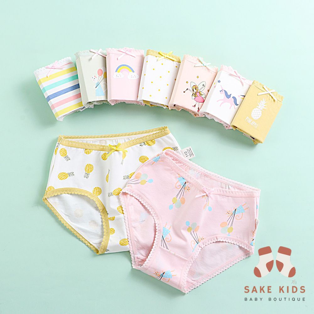 Set 4 Quần chip cho bé - quần đùi cho bé gái siêu xinh, chất cotton co dãn thoáng mát nhiều hình dễ thương QC01