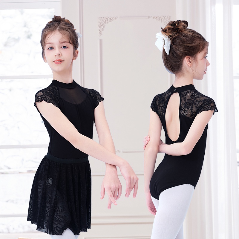 Bộ Trang Phục Múa Ba Lê Cổ Đứng Phối Ren Họa Tiết Da Báo Dành Cho Bé Gái