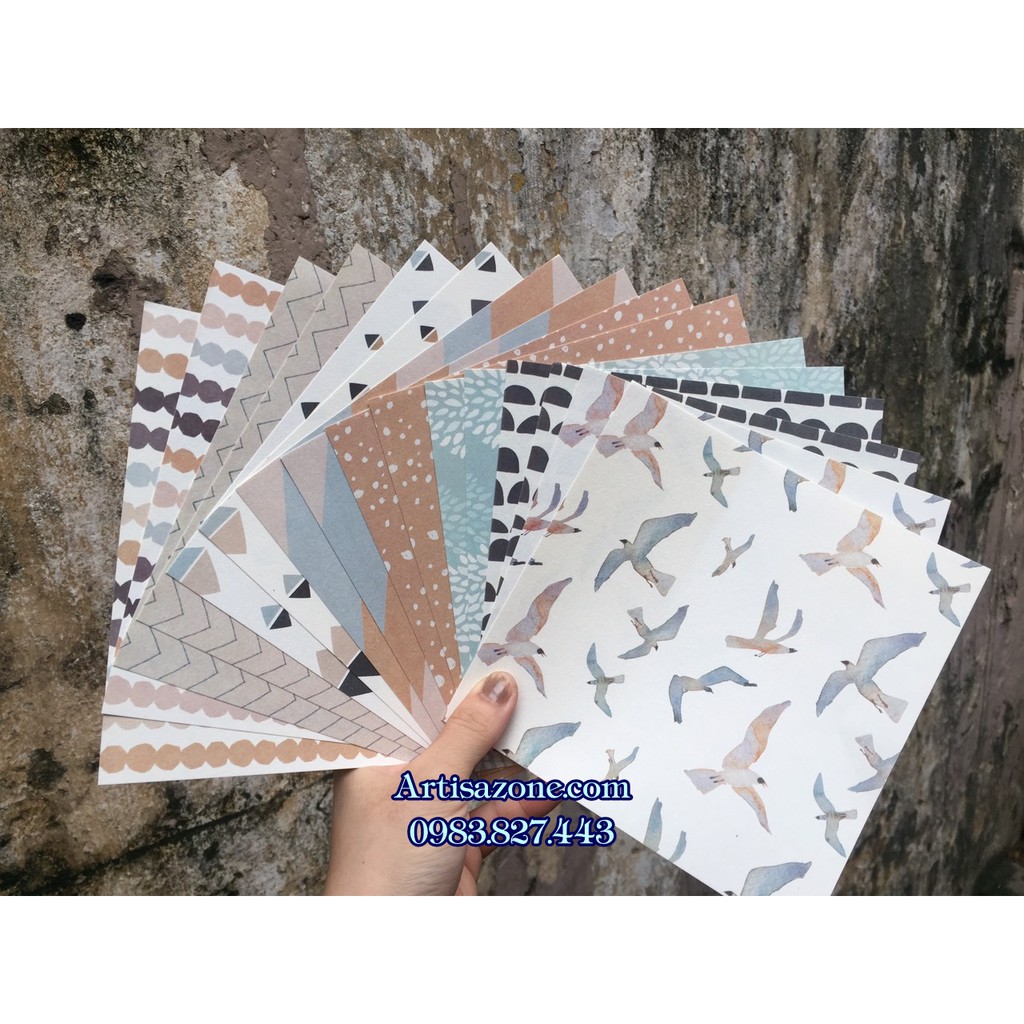 Giấy họa tiết Vintage làm Lovebox, scrapbook - Set 16 tờ hoặc 12 tờ