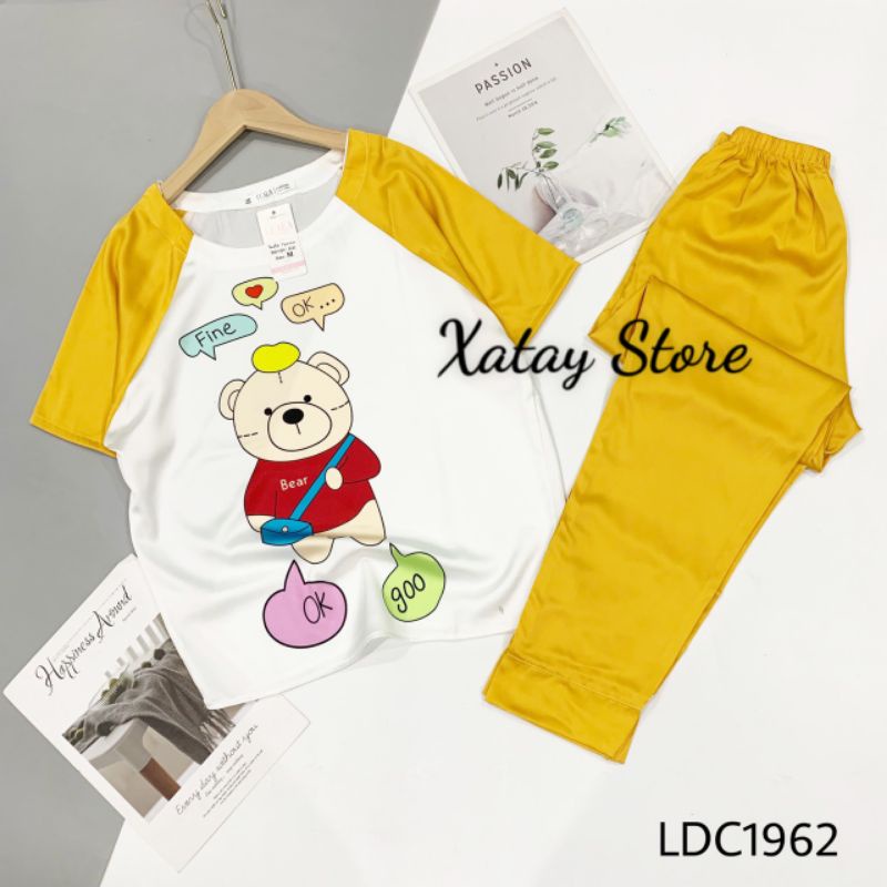 Đồ bộ ngủ mặc nhà đi chơi hoạ tiết gấu dễ thương, chất latin mềm mát | BigBuy360 - bigbuy360.vn