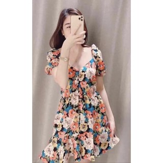 VÁY HOA CỔ V ĐUÔI CÁ