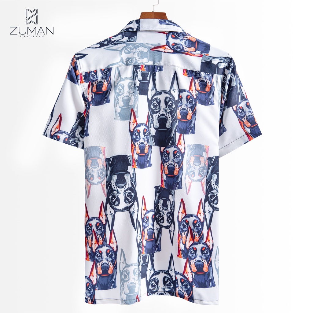 Áo sơ mi nam tay ngắn họa tiết chú chó Pinschers  ZUMAN  ASM174 FULLTAG tay ngắn, form suôn, chất vải lụa cao cấp | BigBuy360 - bigbuy360.vn