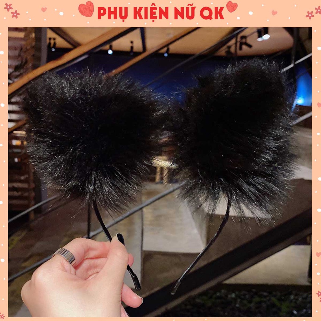 Bờm cài tóc nữ tai mèo đen trắng có chuông và không chuông, bờm tóc tai mèo Cosplay xinh xắn cho nữ BD9