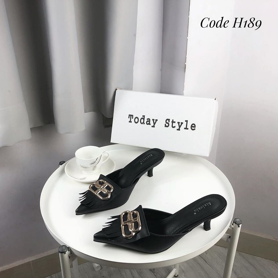 Dép cao gót 3p bít mũi Today Style da mềm H189