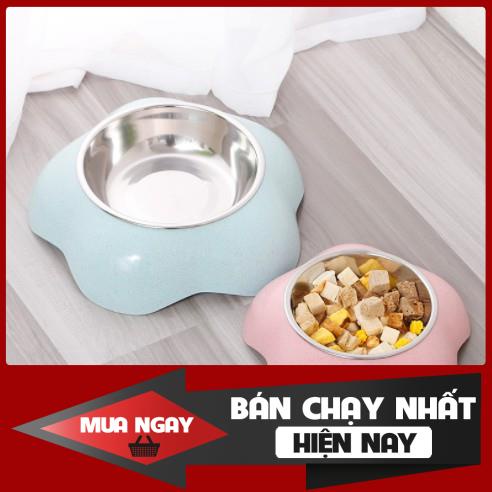 BÁT ĂN NHỰA INOX HÌNH BÔNG HOA CHO CHÓ MÈO THÚ CƯNG - KHAY ĐỰNG THỨC ĂN 0