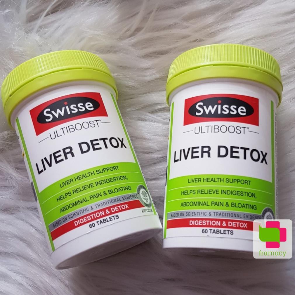 Viên uống Swisse Ultiboost Liver Detox, Úc (60 + 120 viên) bổ gan và hỗ trợ thải độc gan, giảm bớt khó tiêu