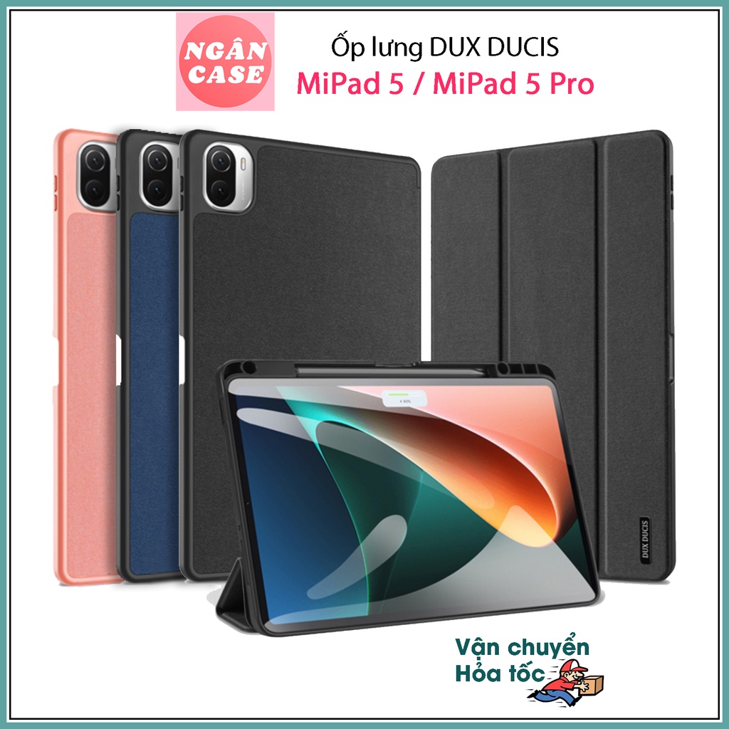 Bao da DUX DUCIS cho Xiaomi MiPad 5/ MiPad 5 Pro (11 inch) - Mặt lưng TPU mềm, Có ngăn đựng bút (DOMO SERIES)