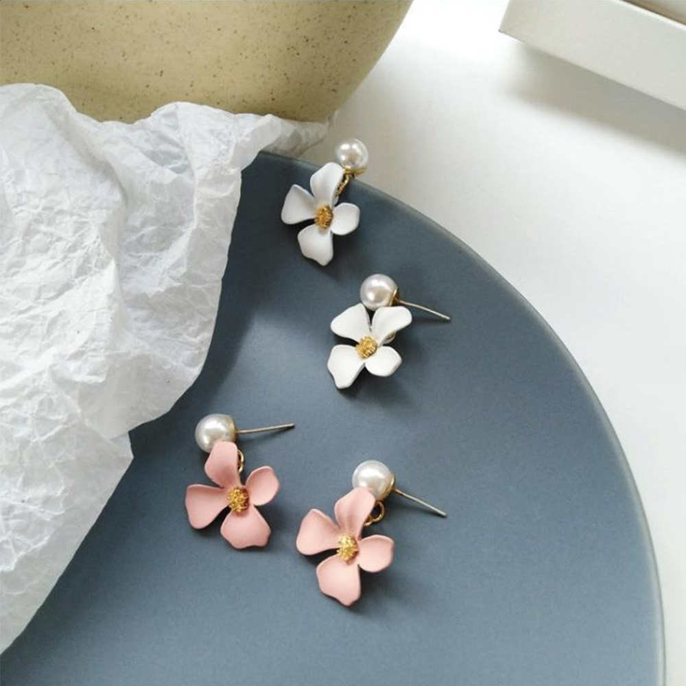 Bông Tai Đính Ngọc Trai Xinh Xắn Theo Phong Cách Hàn Quốc