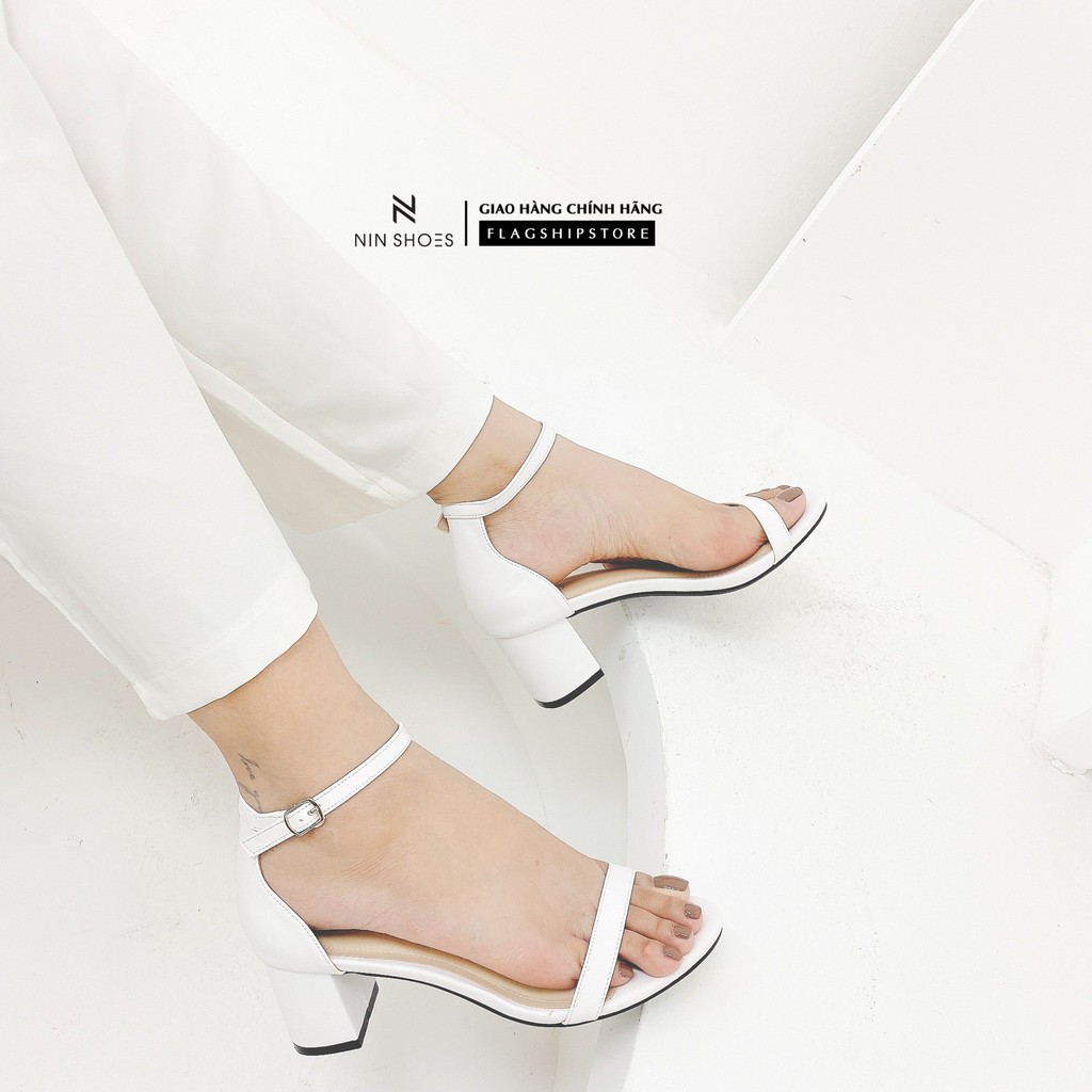 Sandal cao gót Nin shoes - Sandal nữ dáng basic 5cm gót vuông quai ngang mảnh bọc gót siêu xinh