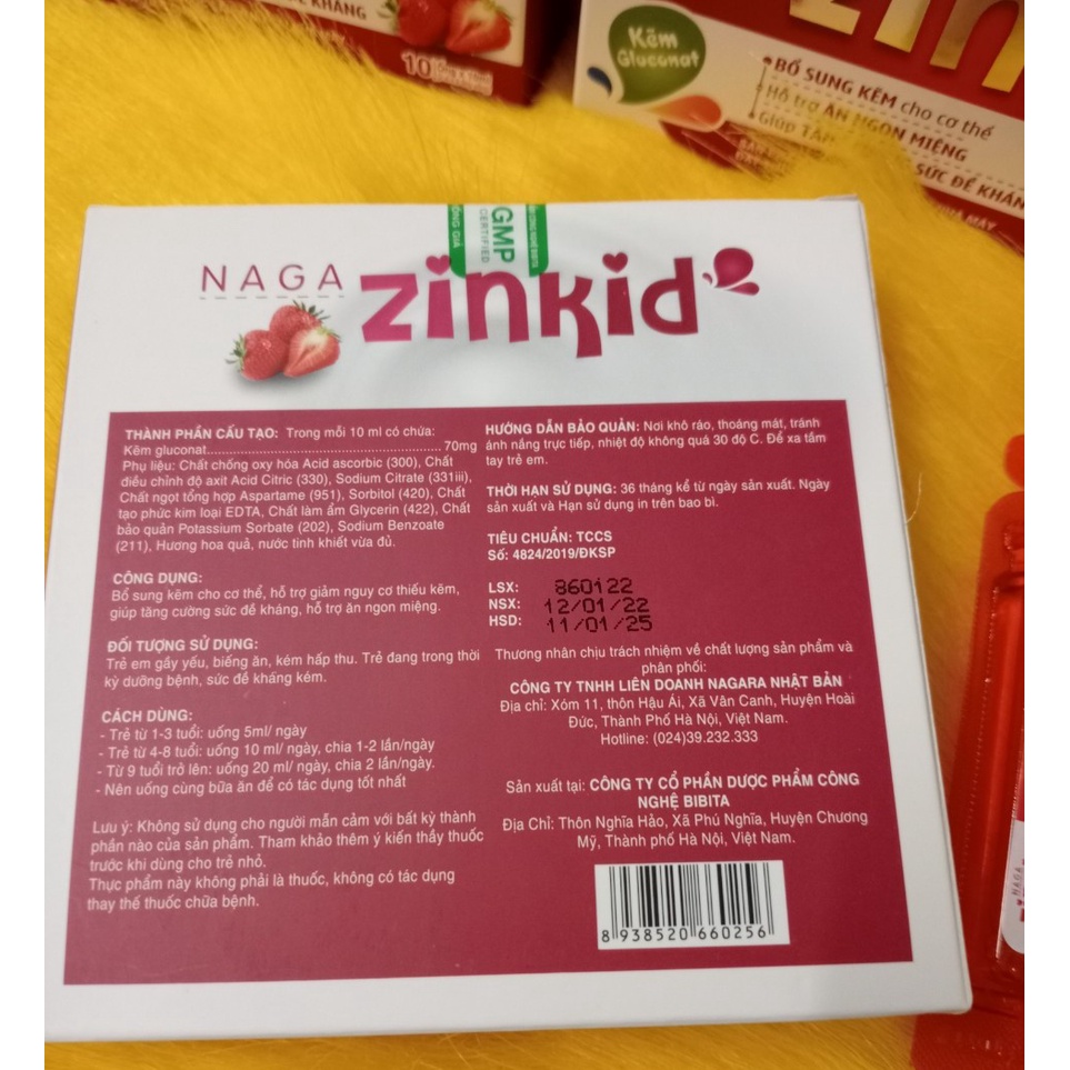 Zinkid, siro kẽm cho bé giúp tăng cường đề kháng, giúp bé ăn ngon ( hộp 10 ống)