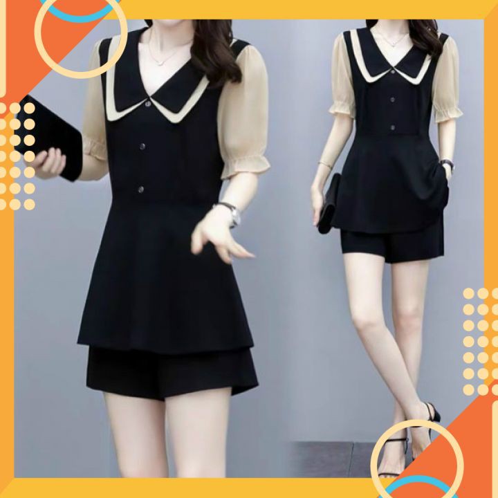 SET BỘ ĐỒ BỘ- Freeship -Bộ quần đùi tay voan đi chơi dạo phố kiểu dáng đẹp có bigsize từ 40-71kg (ảnh +video thật)