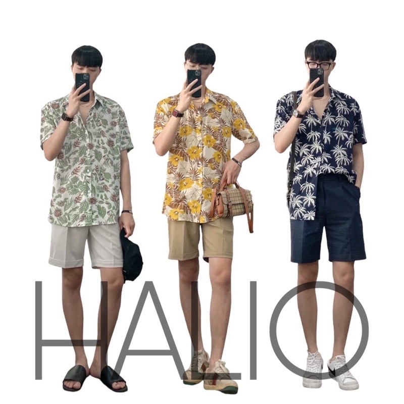 Áo sơ mi cộc nam hoạ tiết hoa,nhiều màu ,vải đũi siêu mát,xịn,chuẩn form - HALIOMAN