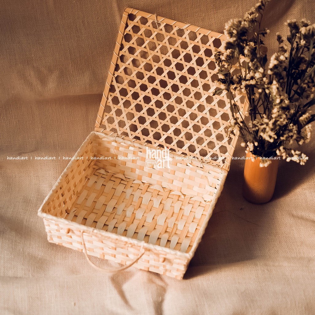 Hộp quà tre đan-hộp tre vuông - Woven bamboo box
