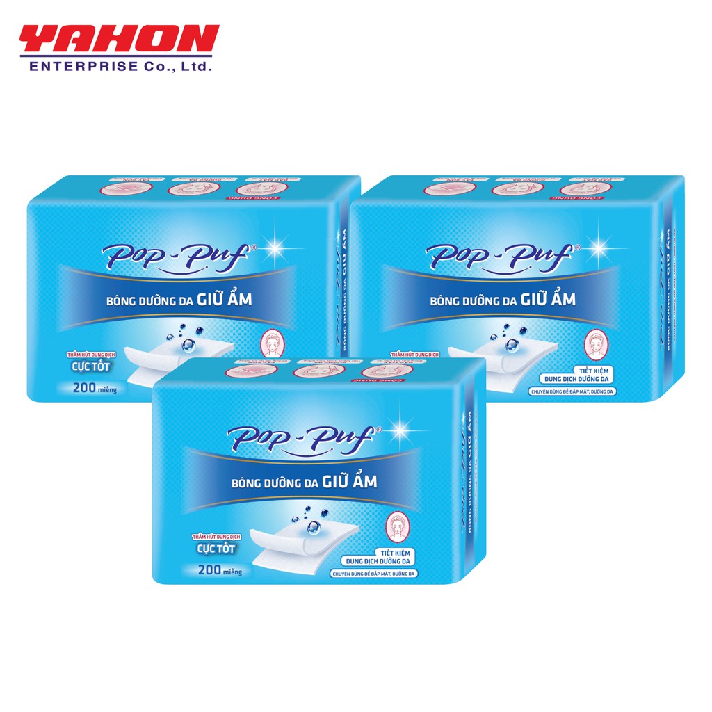 COMBO 3 HỘP BÔNG DƯỠNG DA GIỮ ẨM POP-PUF AIRLAID 200 MIẾNG