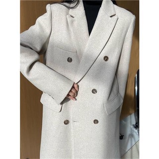 Áo khoác vest vải len dáng dài rộng sang trọng cho nữ