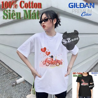 Áo Phông Nữ Cotton 100% In Hình 3D Cao Cấp Phong Cách - Áo Thun Gildan Nam Nữ Unisex Ngắn Tay Chất Mát Mùa Hè Szone PF34