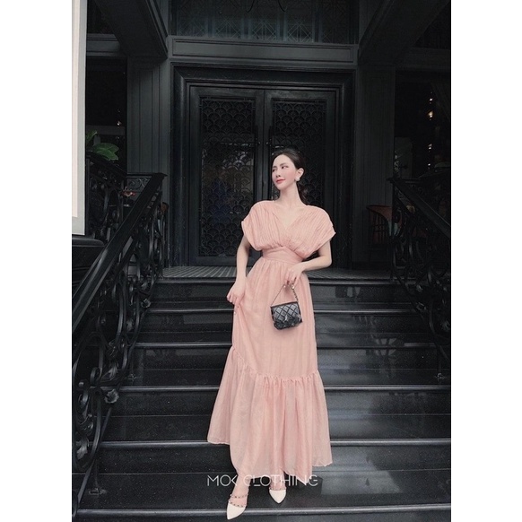 Maxi chiết eo cổ cánh dơi đi biển HN