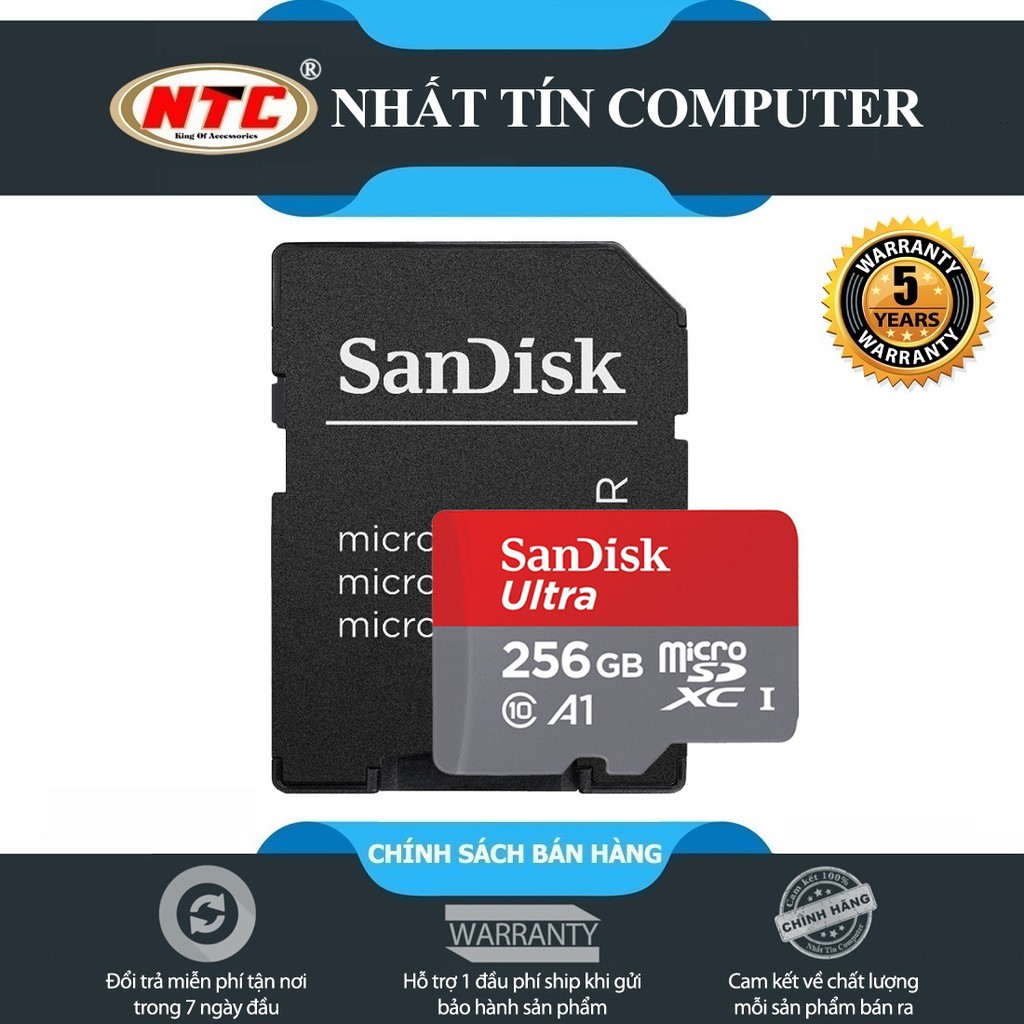 Thẻ nhớ MicroSDXC SanDisk Ultra A1 256GB Class 10 U1 100MB/s kèm adapter (Đỏ)