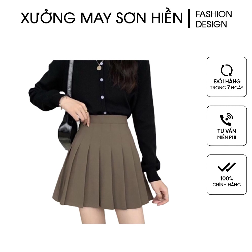 Chân váy tennis cạp cao chân váy xếp ly dáng xòe có lót trong Xưởng may Sơn Hiền MS514