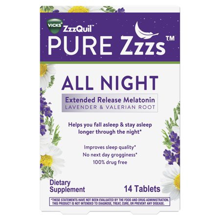 [DATE 10/2021] Zzzquil Pure Zzzs All Night Extended Release Melatonin Sleep Aid 14 VIÊN