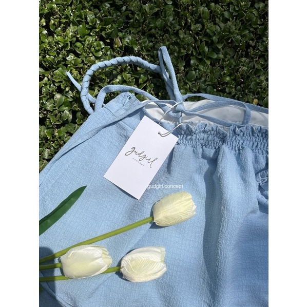 ĐẦM COSIE - Đầm nữ dây đan, màu vàng, màu xanh đi biển