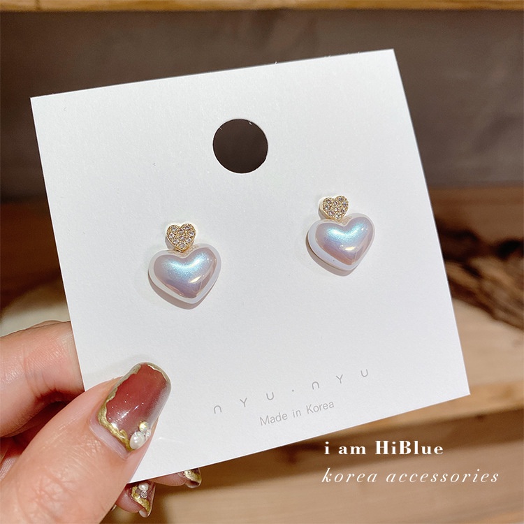 Bông tai trái tim ngọc trai nhân tạo hoa tai nữ tình yêu