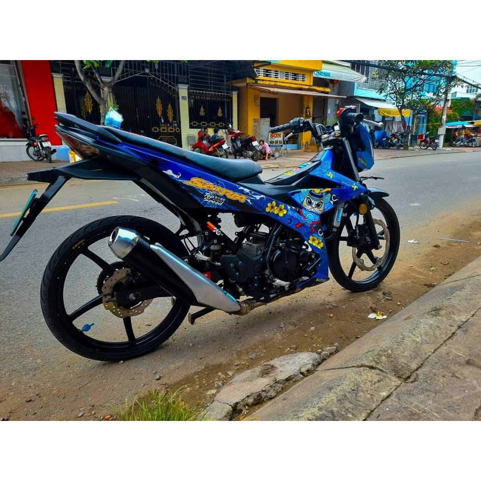 Tem Rời Satria mẫu daruma màu xanh trắng đen vàng