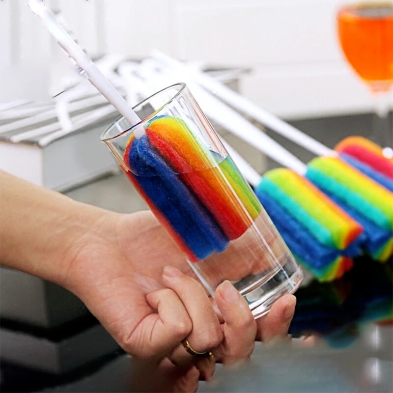 1 Cây Cọ Rửa Ly Cốc Thủy Tinh Tay Cầm Dài Nhiều Màu Sắc Dùng Cho Gia Đình