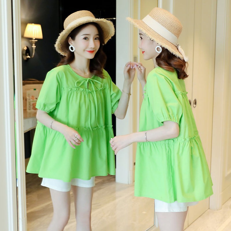 Bộ Đồ Ngủ 2 Món Ngắn Tay Chất Liệu Cotton Dành Cho Bà Bầu