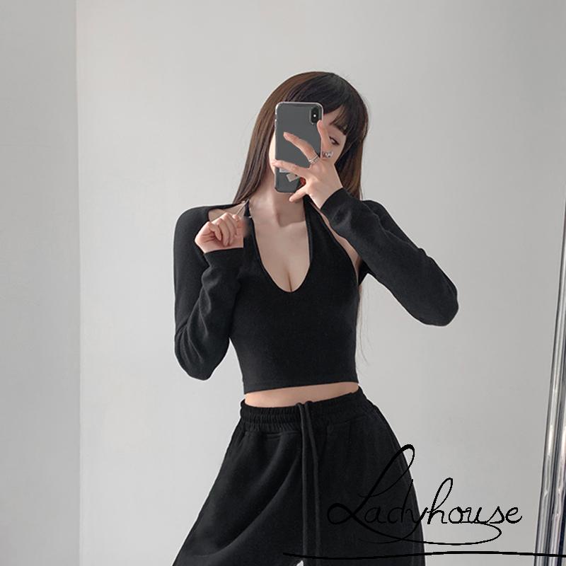 Áo hai dây dệt kim cổ chữ V màu sắc thời trang mùa hè quyến rũ cho nữ