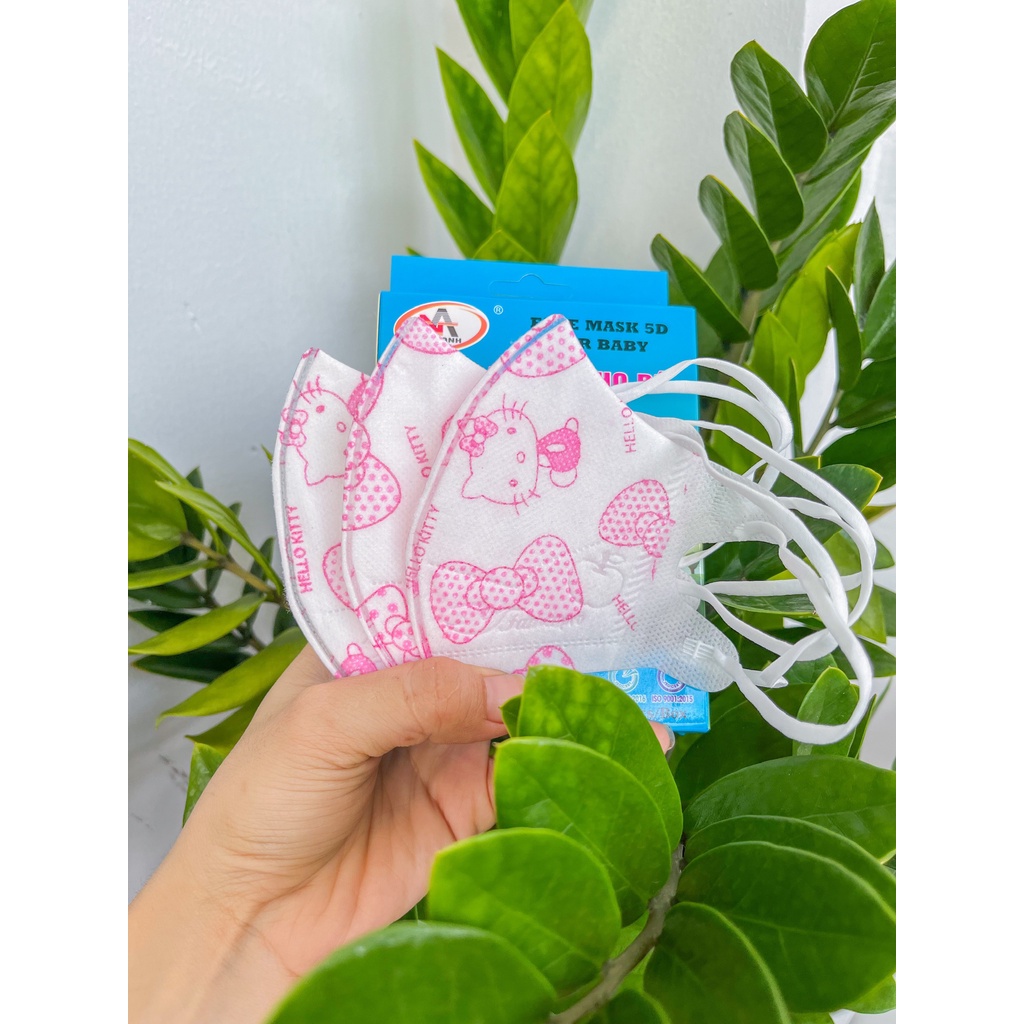 Hộp 10 cái Khẩu trang y tế em bé lớp Famapro 5D BABY QUAI CHUN 6 tháng tuổi - 4 tuổi